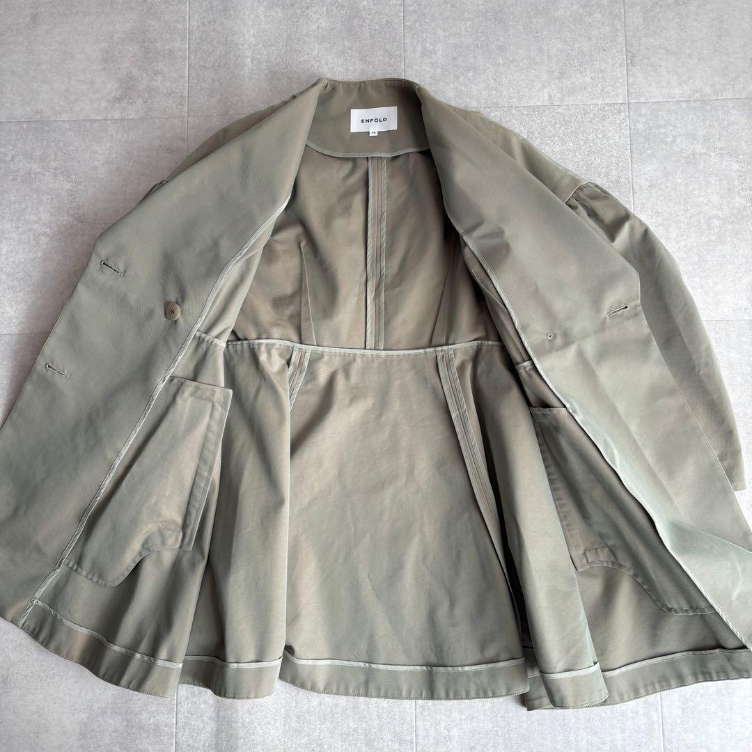 ENFOLD パフスリーブ ショートトレンチコート Aライン カーキ 38