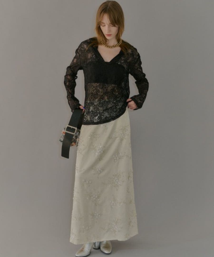 スカート yae Flower embroidery skirt