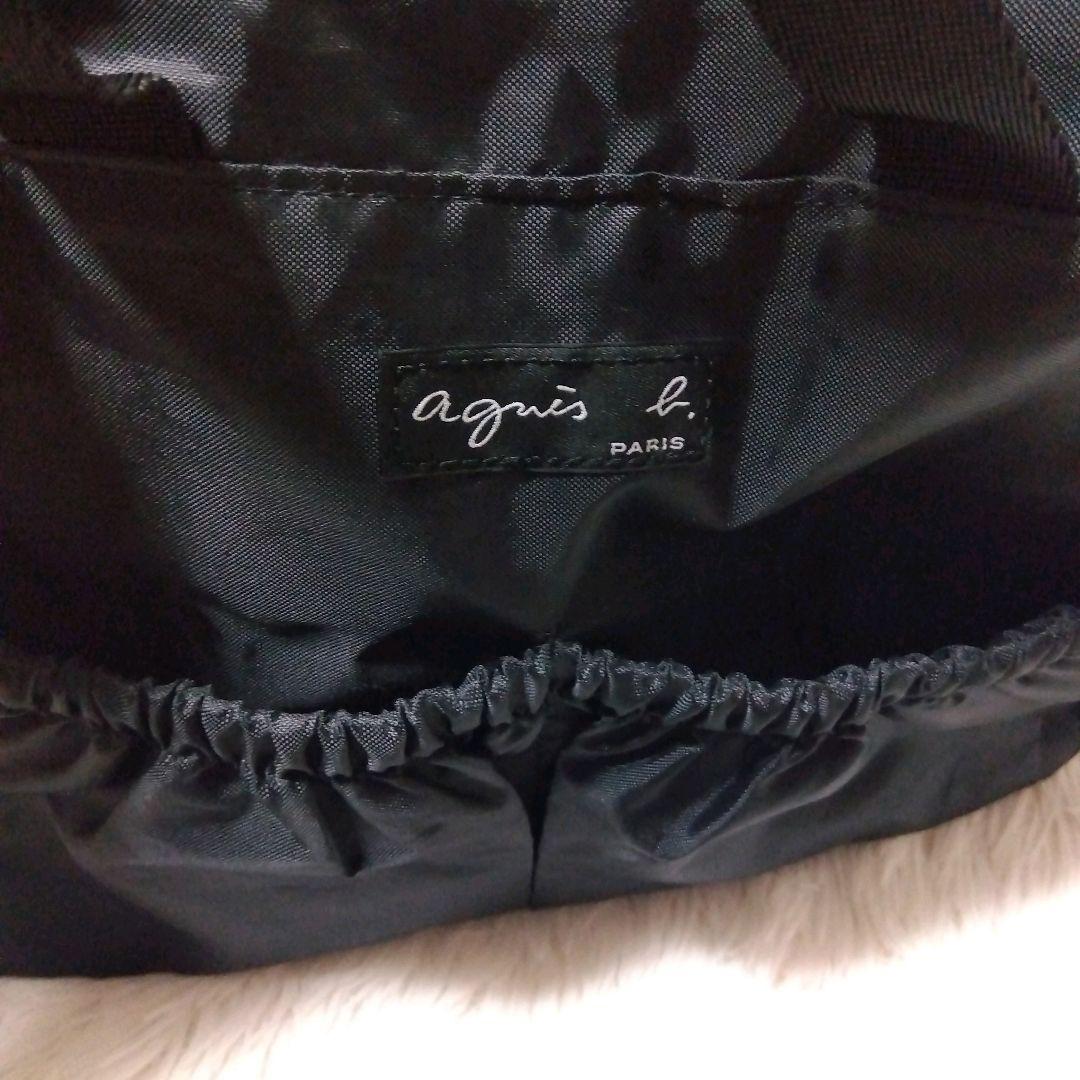 agnes b アニエスベー ボストンバッグ ロゴ刺繍 ナイロン 2way 黒