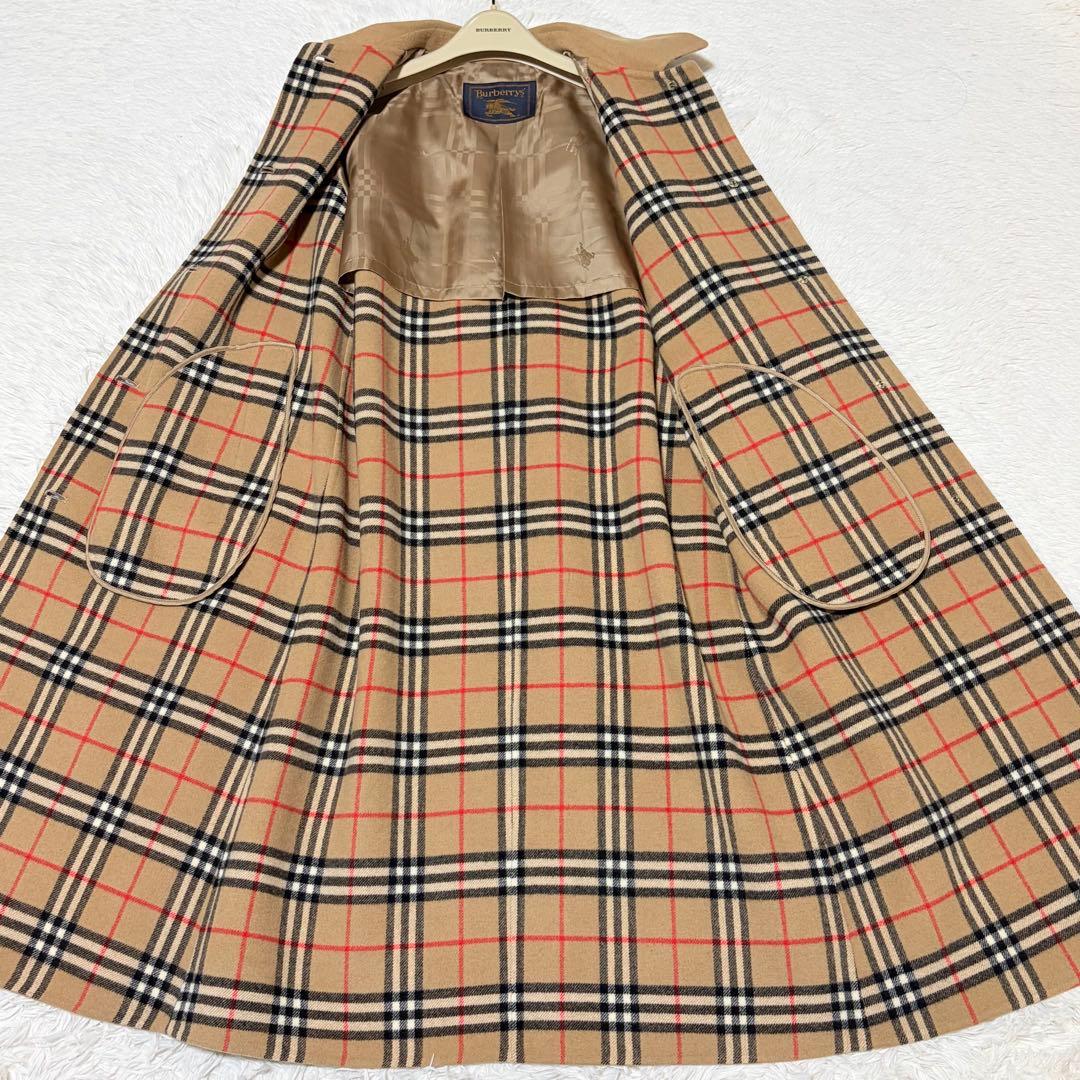 美品　バーバリーズ　ダブルフェイス　ロング丈　ノバチェック　ホースロゴ　キャメル