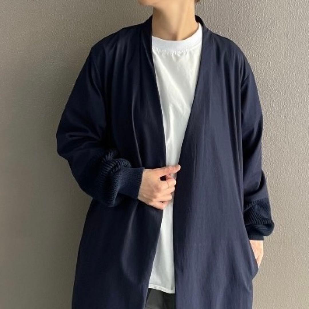 【美品】 ビアズリー 袖口ニット 羽織り ノーカラーコート