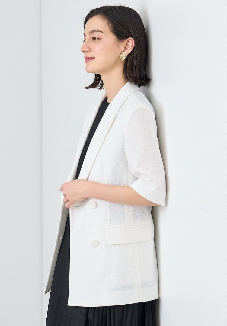 美品✨アナイ 24SS 定価4.7万 ブッチャーハーフスリーブジャケット 36