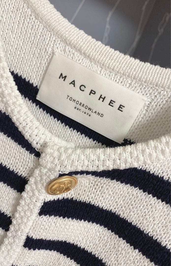 トゥモローランド MACPHEE♡ハーフミラノリブボーダーカーディガン