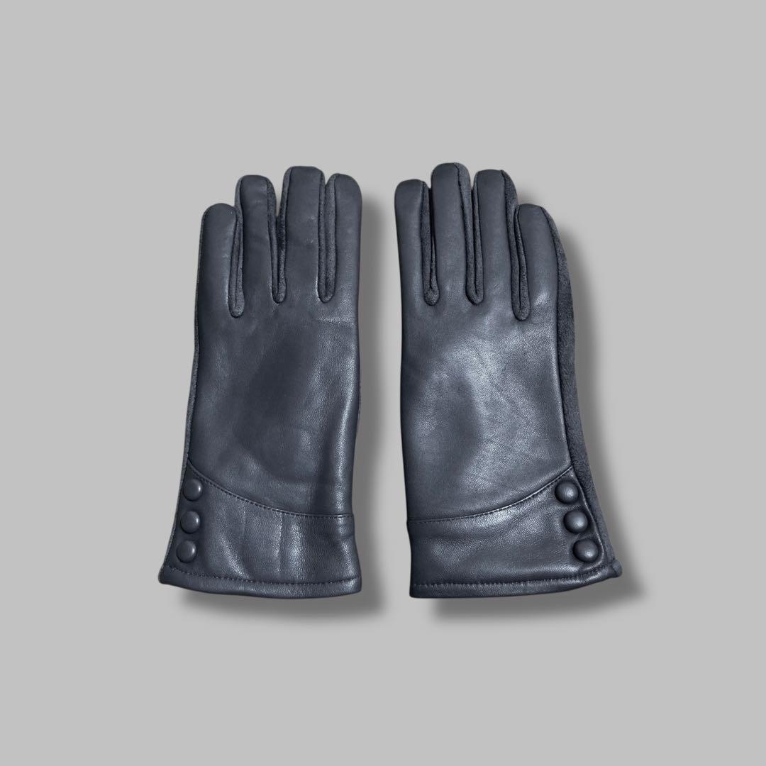 かわた CONTRAST LEATHER GLOVE (GREY) 768