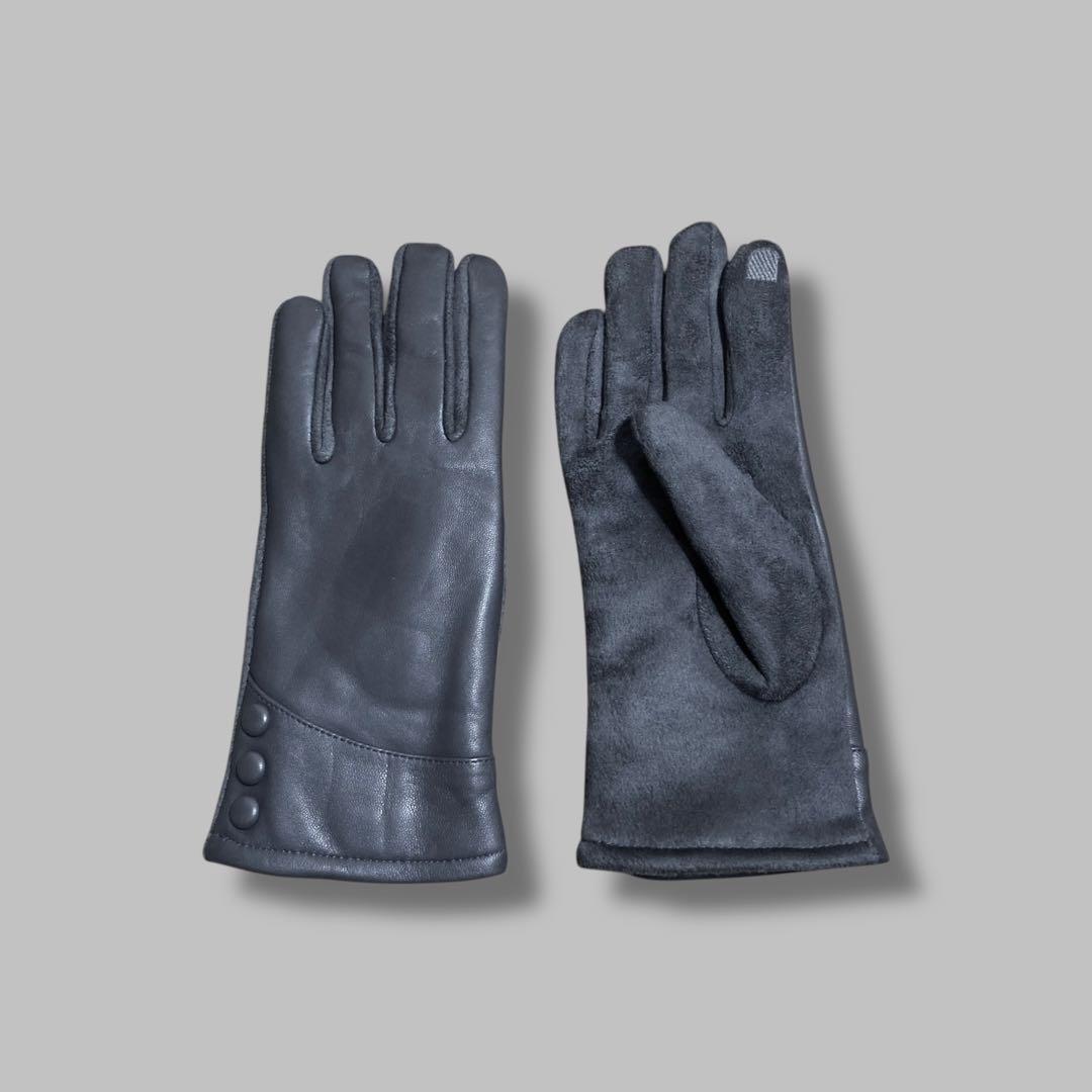 かわた CONTRAST LEATHER GLOVE (GREY) 768