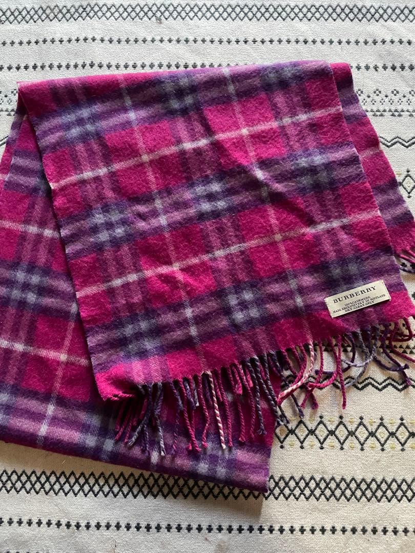 BURBERRY 100%カシミヤ マフラー ピンク系
