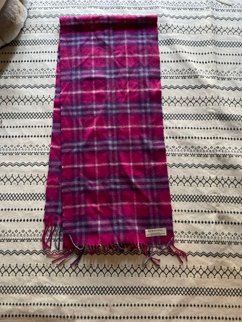 BURBERRY 100%カシミヤ マフラー ピンク系