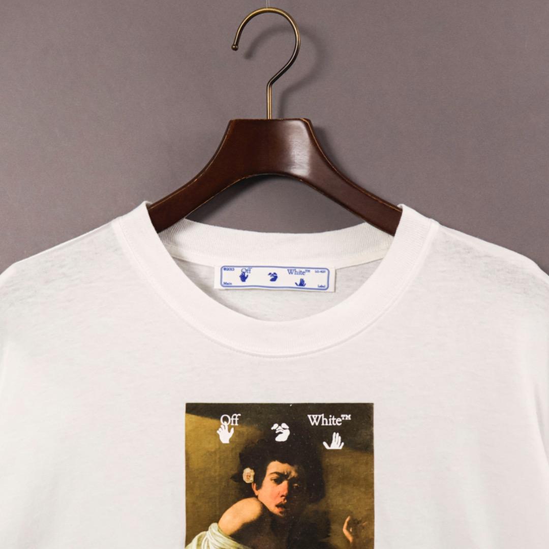 H1444◾️オフホワイト カラバッジョボーイ　Tシャツオーバーサイズ