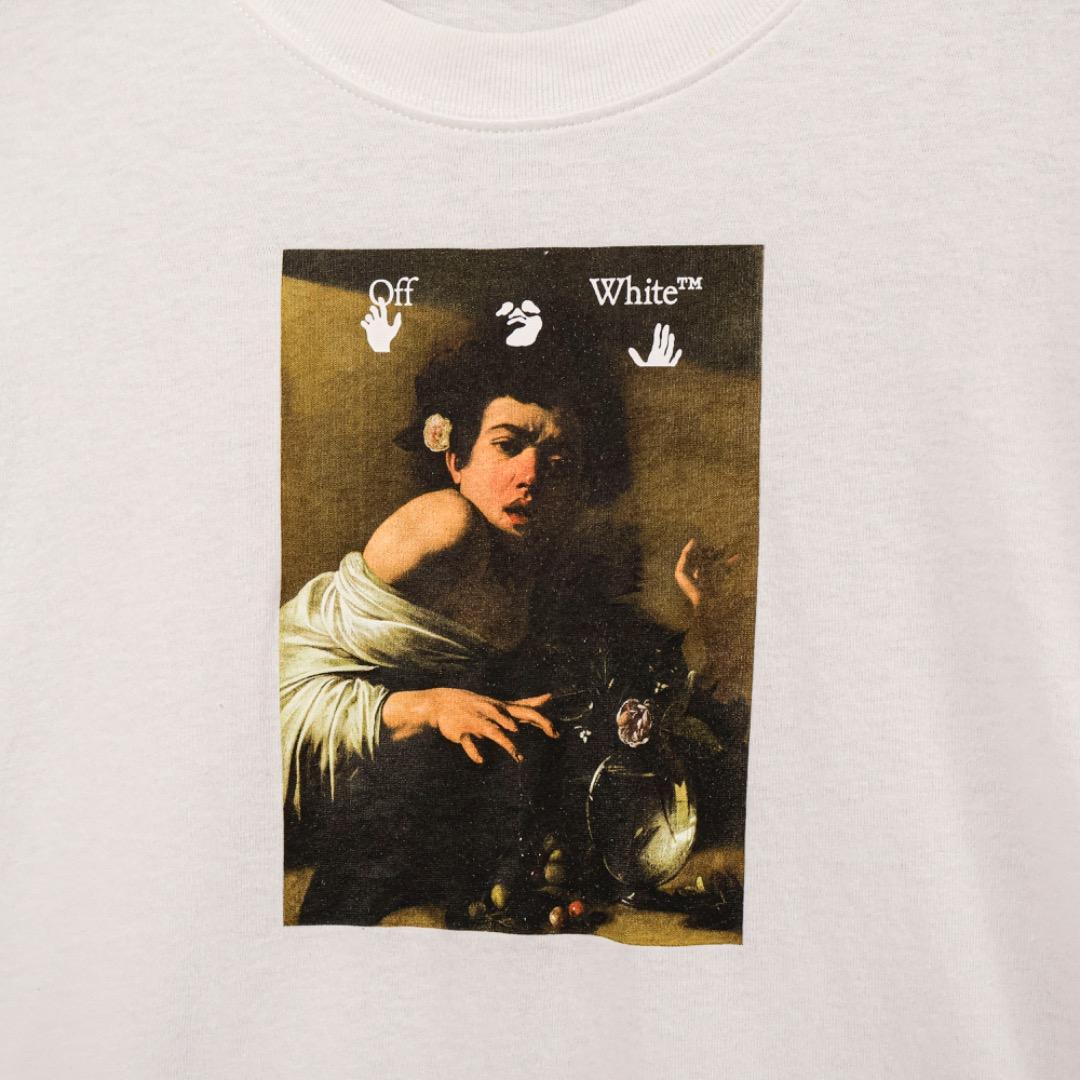H1444◾️オフホワイト カラバッジョボーイ　Tシャツオーバーサイズ