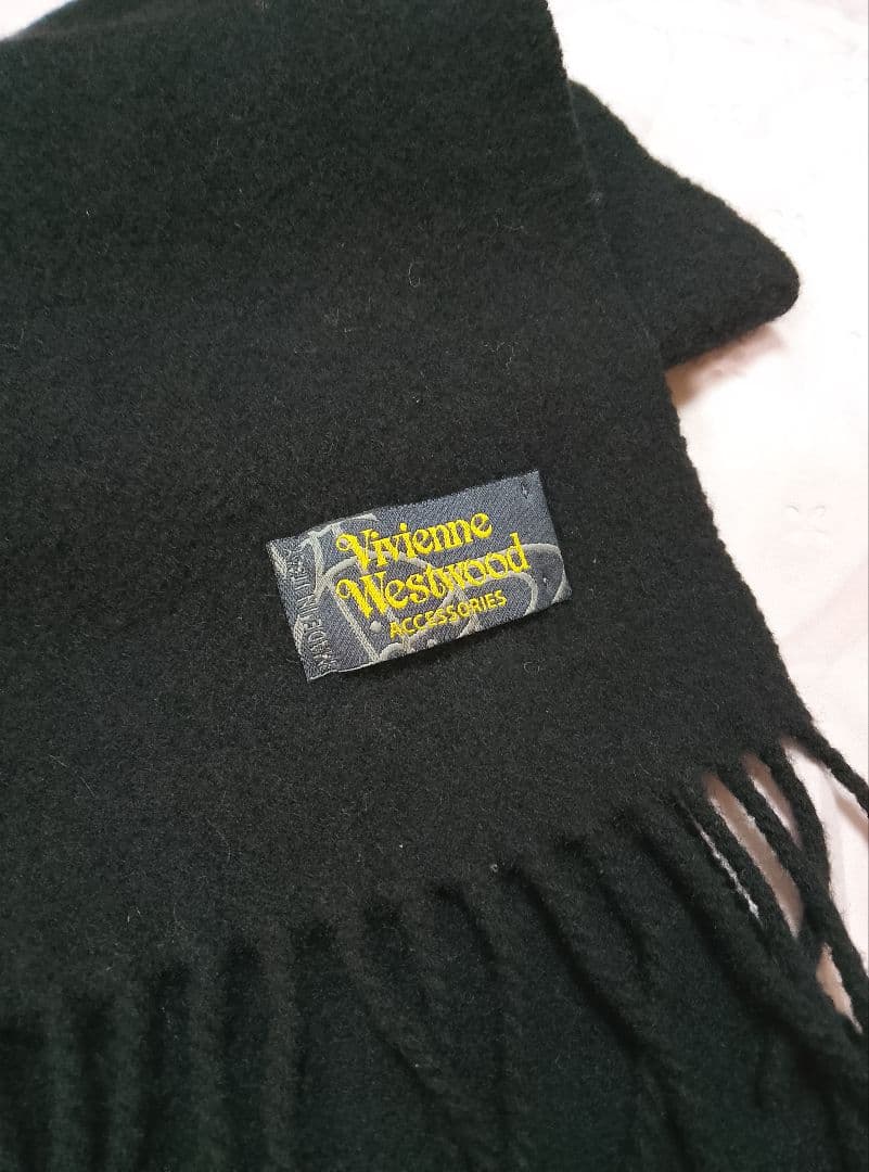 美品✨️Vivienne Westwood オーブ刺繍ロゴ　ブラック　マフラー