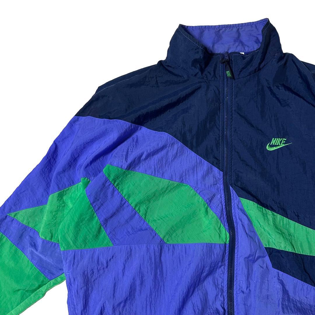 90s NIKE 黒タグ ナイキ パネル デザイン ナイロンジャケット XL