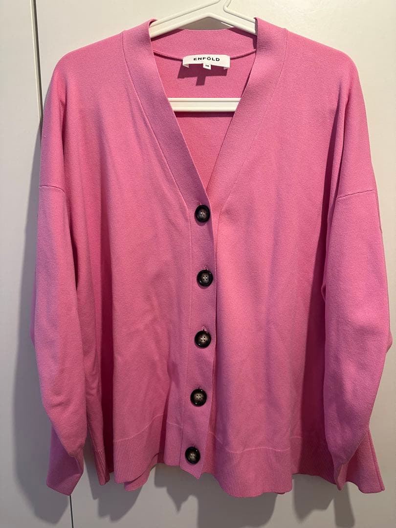 ENFOLD☆CURVE-ARM CARDIGAN ピンク カーディガン