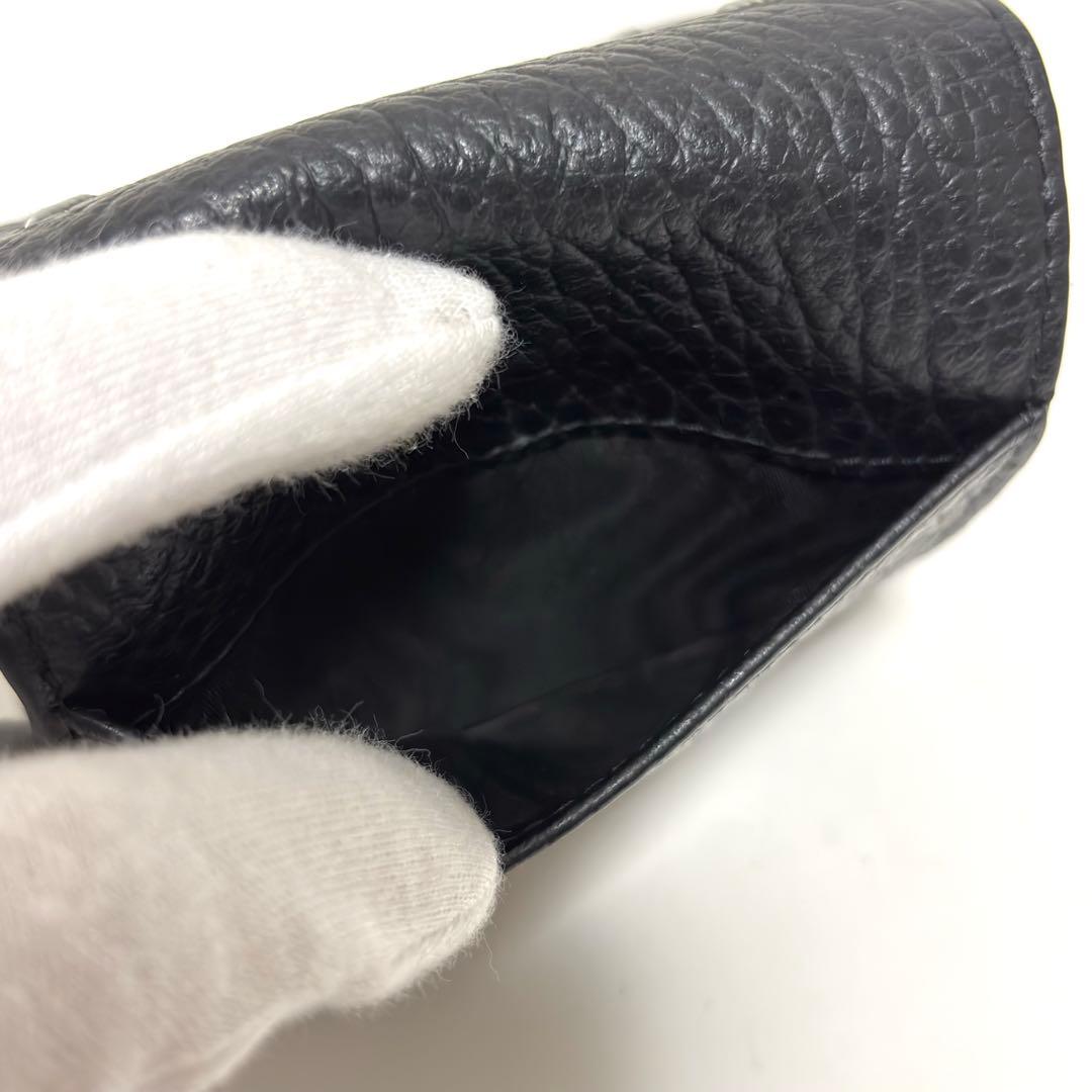 588✨極美品✨メゾンマルジェラ 三つ折り財布 4ステッチ レザー ブラック 黒