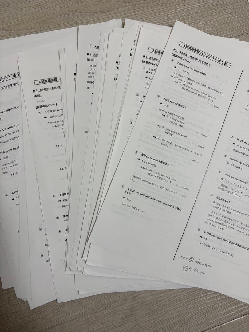 鉄緑会高３入試英語演習問題冊子、解答解説冊子 、授業プリント 全37回(1年分)