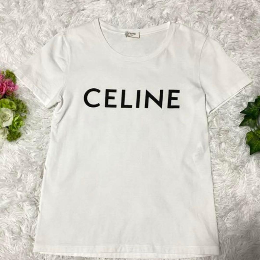 セリーヌ　CELINE ロゴTシャツ　ホワイト　XSサイズ