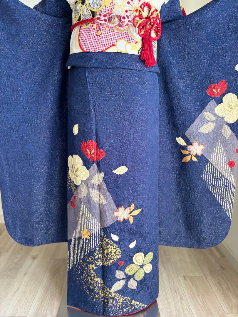 pan ⭐️大人可愛い♡振袖フルセット　正絹振袖　成人式　紺色系