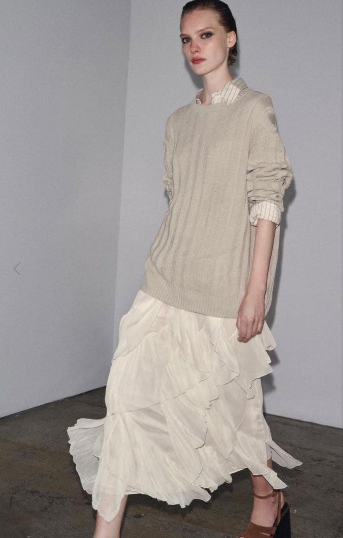 ZARA レイヤーラッフルガーゼスカート