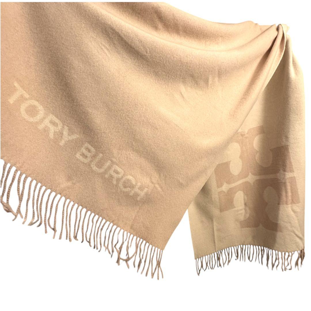 希少✨ Tory Burch トリーバーチ ロゴ 大判 マフラー ピンクホワイト
