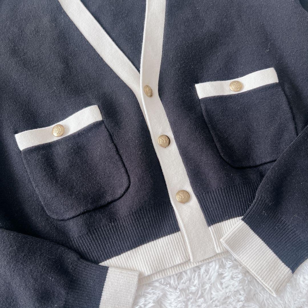 【美品】CABaN カシミヤ混バイカラーVネック カーディガン　very掲載