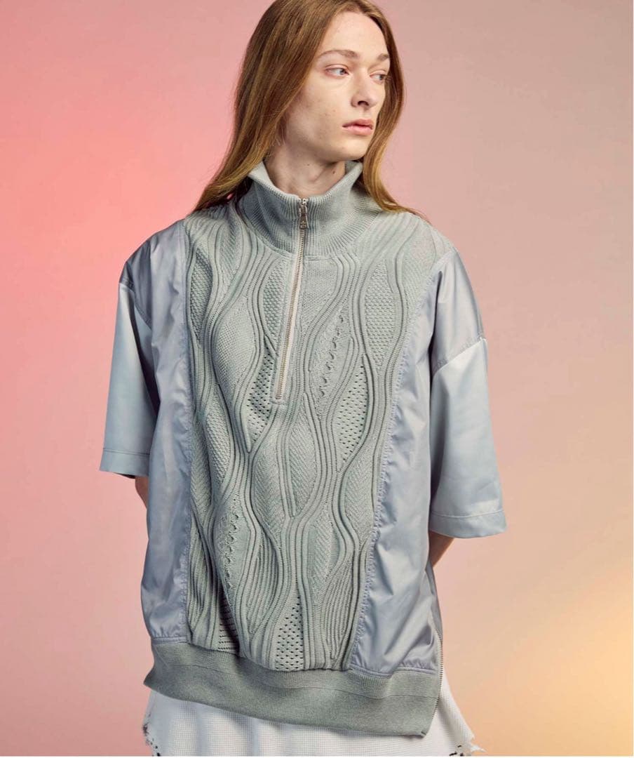 メゾンスペシャル　different material docking knit