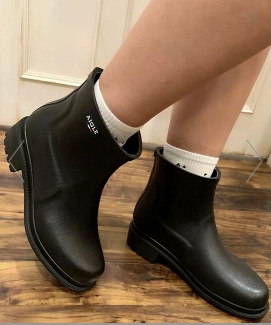 AIGLE エーグル　フルフィール　ラバーブーツ　ロー　黒　24cm