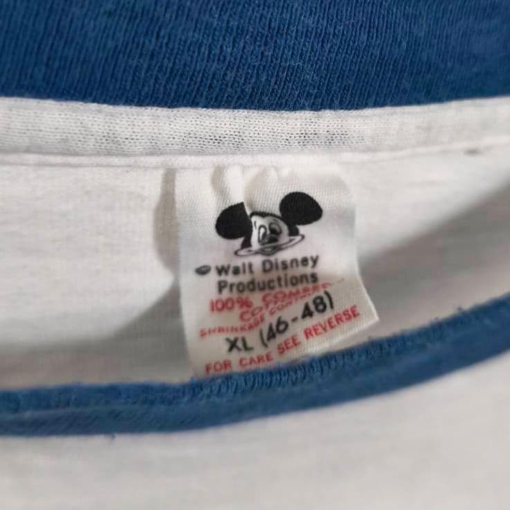 90s USA製　ドナルドダック　ディズニー　　リンガーTシャツ　XL