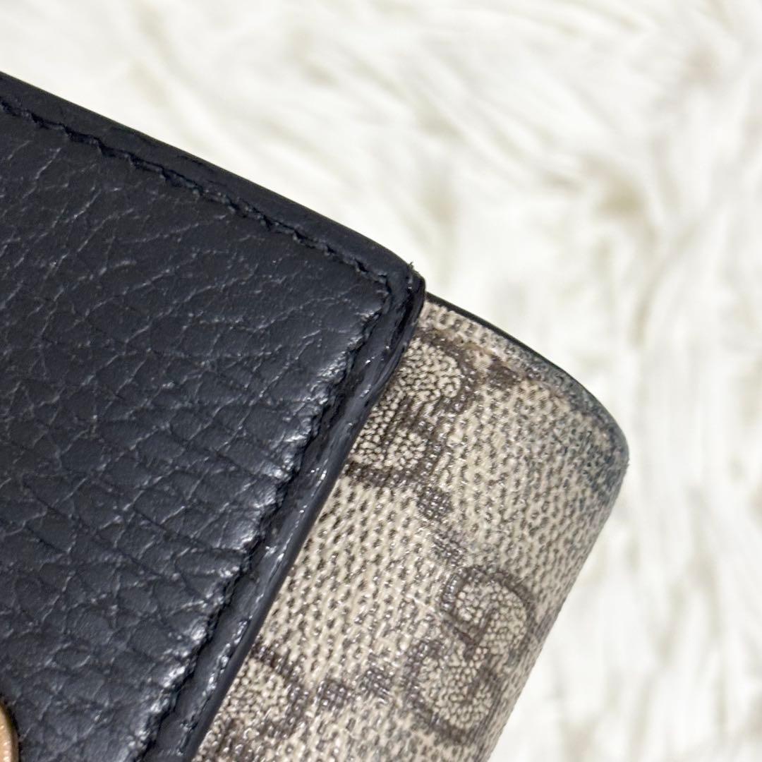 現行 GUCCI 折り財布 ダブルG バイカラー ミディアムウォレット　黒