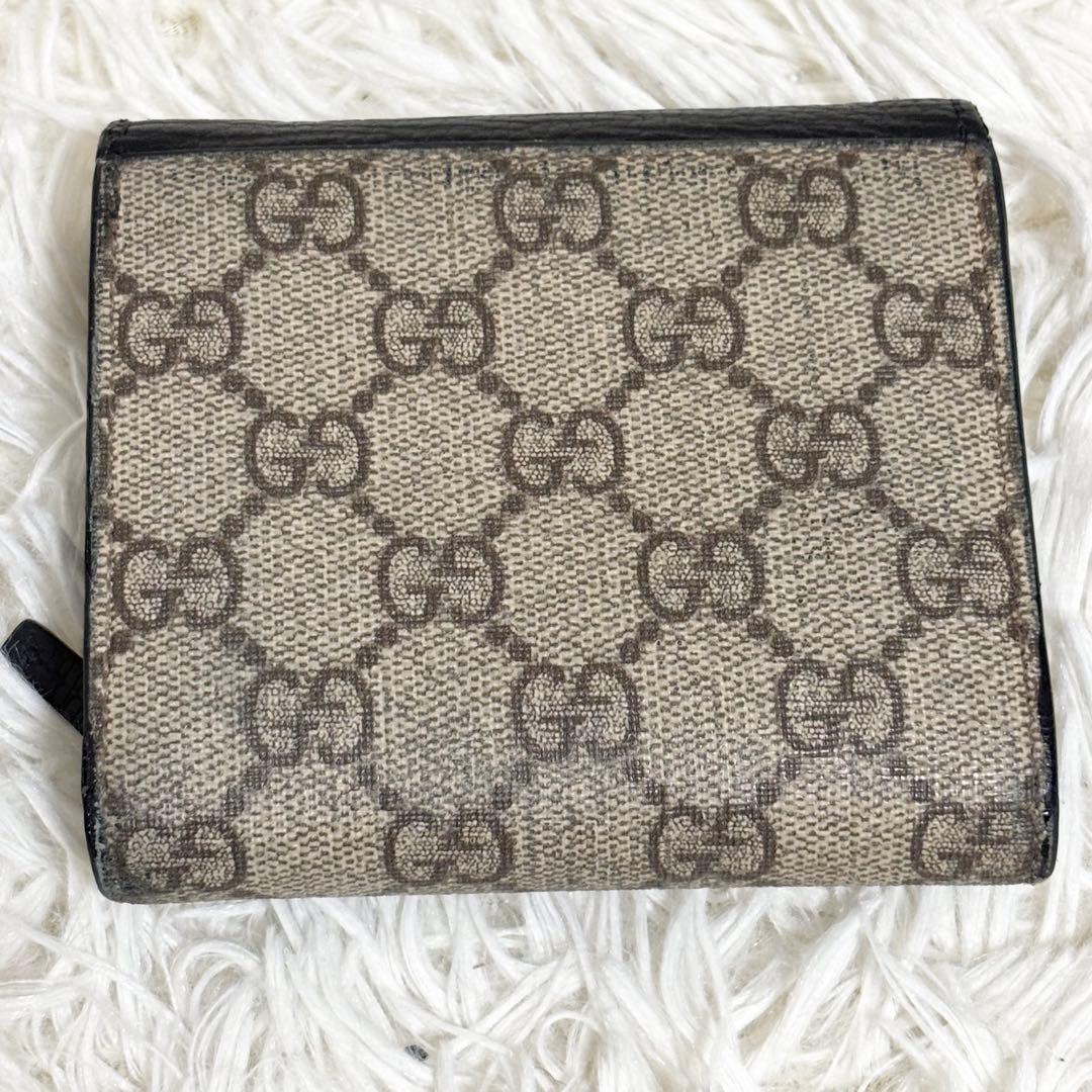 現行 GUCCI 折り財布 ダブルG バイカラー ミディアムウォレット　黒