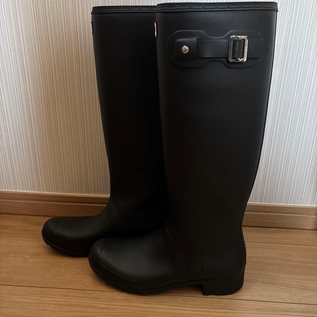 HUNTER ブラック ロングブーツ バックル付き 25cm