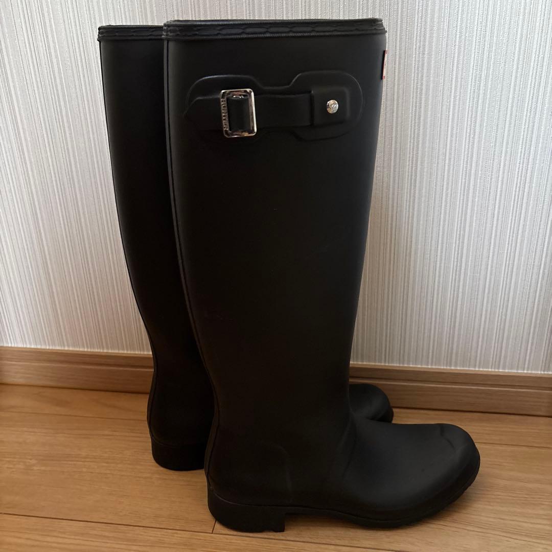 HUNTER ブラック ロングブーツ バックル付き 25cm