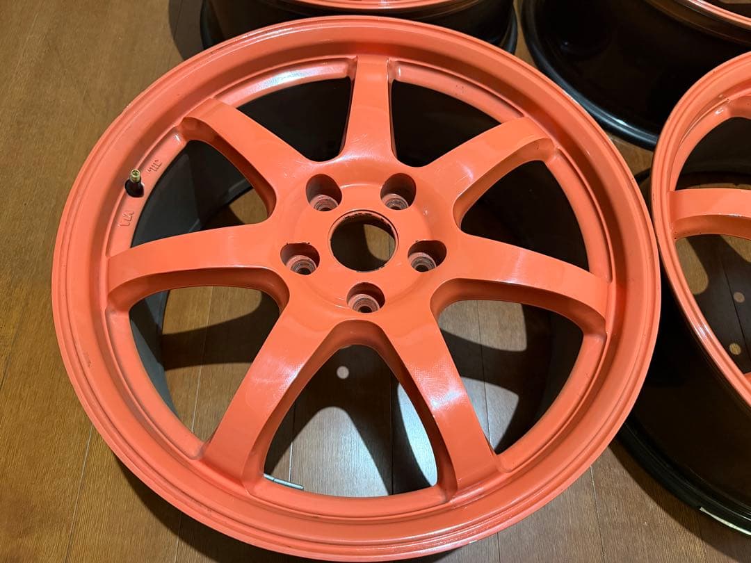 軣年彦  18インチ 7.5j+48 オレンジ ホイール 7スポーク