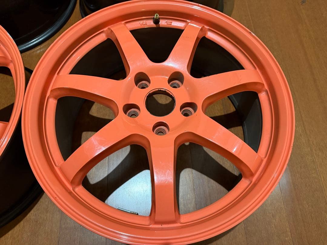 軣年彦  18インチ 7.5j+48 オレンジ ホイール 7スポーク