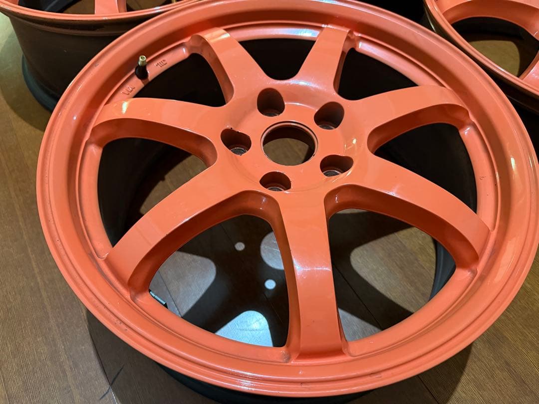 軣年彦  18インチ 7.5j+48 オレンジ ホイール 7スポーク