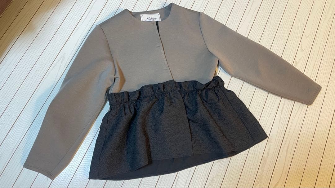 【新品未使用】NOLLEY'Sウォッシャブルエアボールジャガードペプラムブルゾン