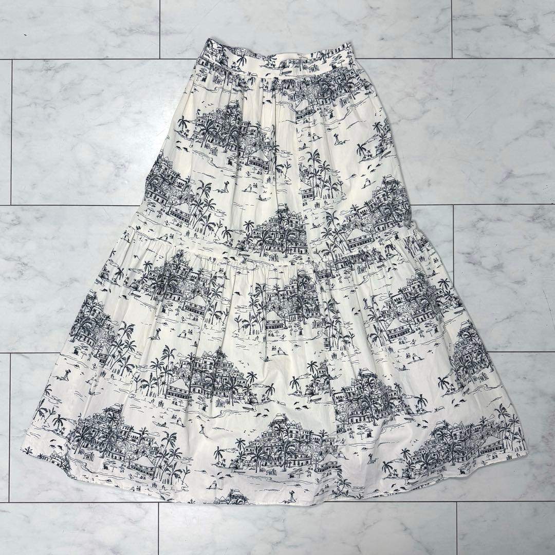 LOULOU WILLOUGHBYドローイングプリントティアードスカート