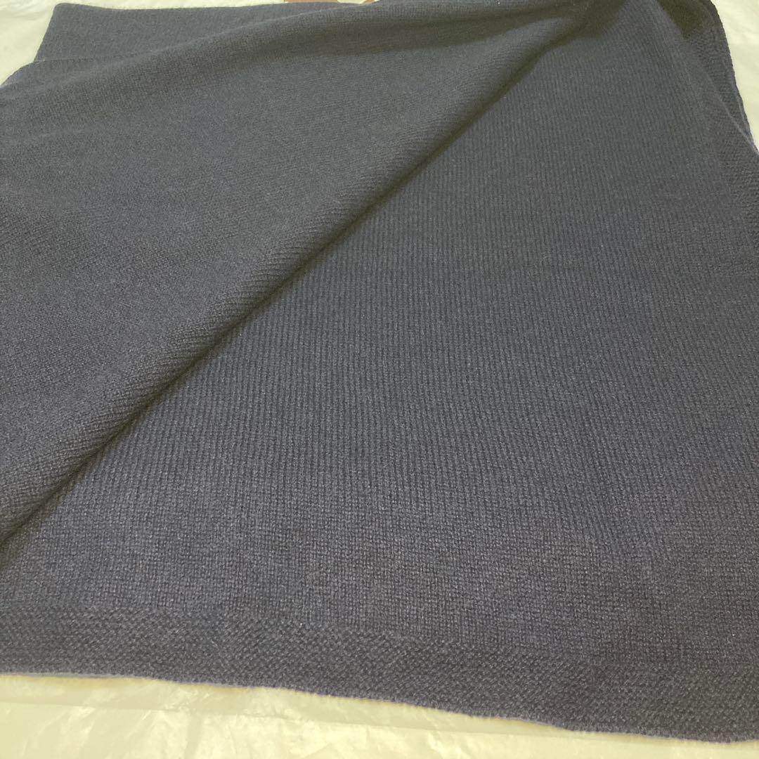 新品 ジョンストンズ カシミヤ100％ 大判ニットストール ネイビー 国内正規品