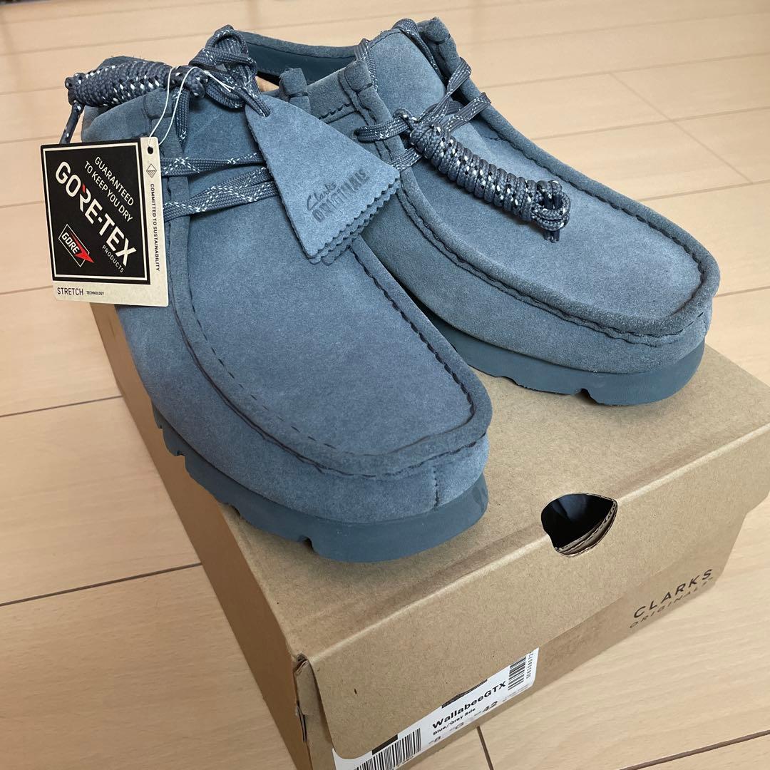 【新品】Clarksクラークス ワラビー ゴアテックス UK8ブルーグレーsde