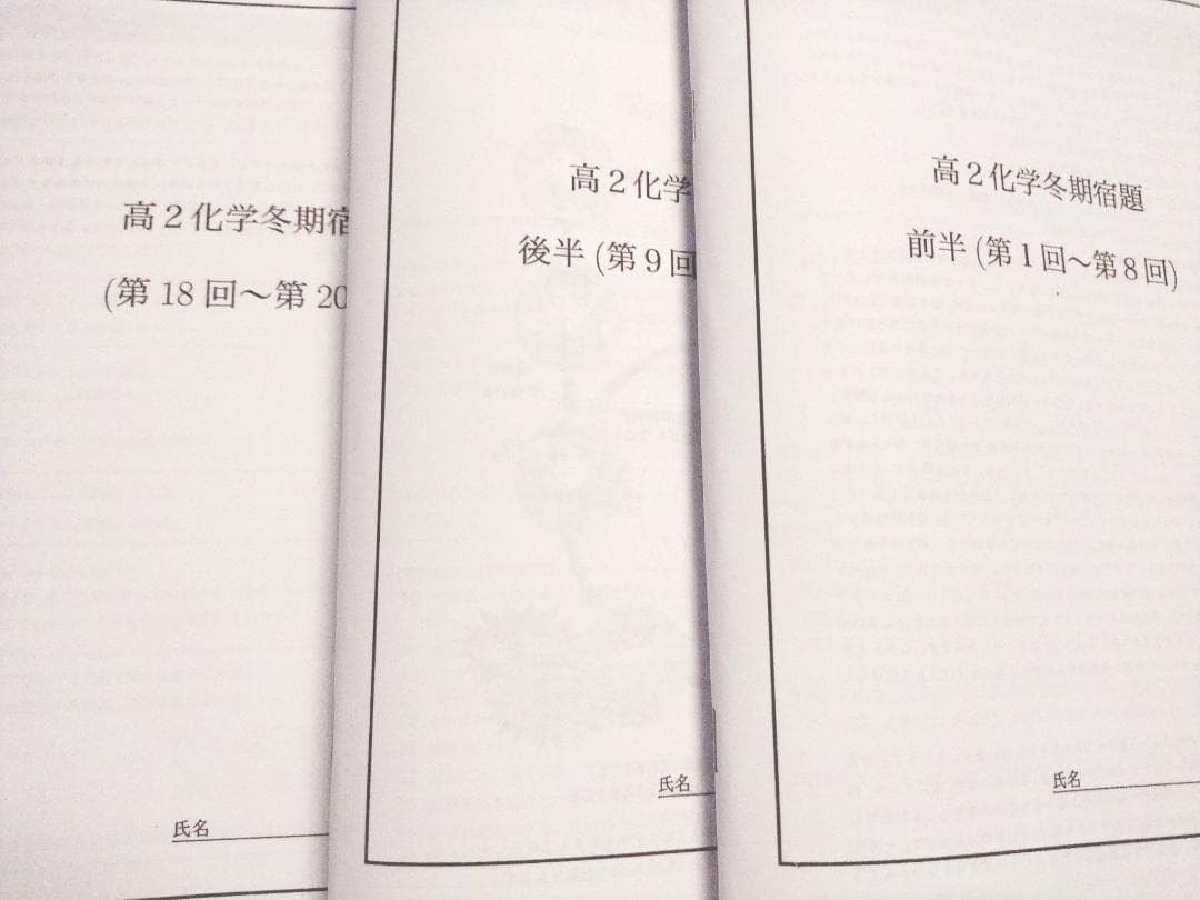 鉄緑会による高2化学冬期課題冊子集　問題と解説フルセット　駿台　河合塾　東進
