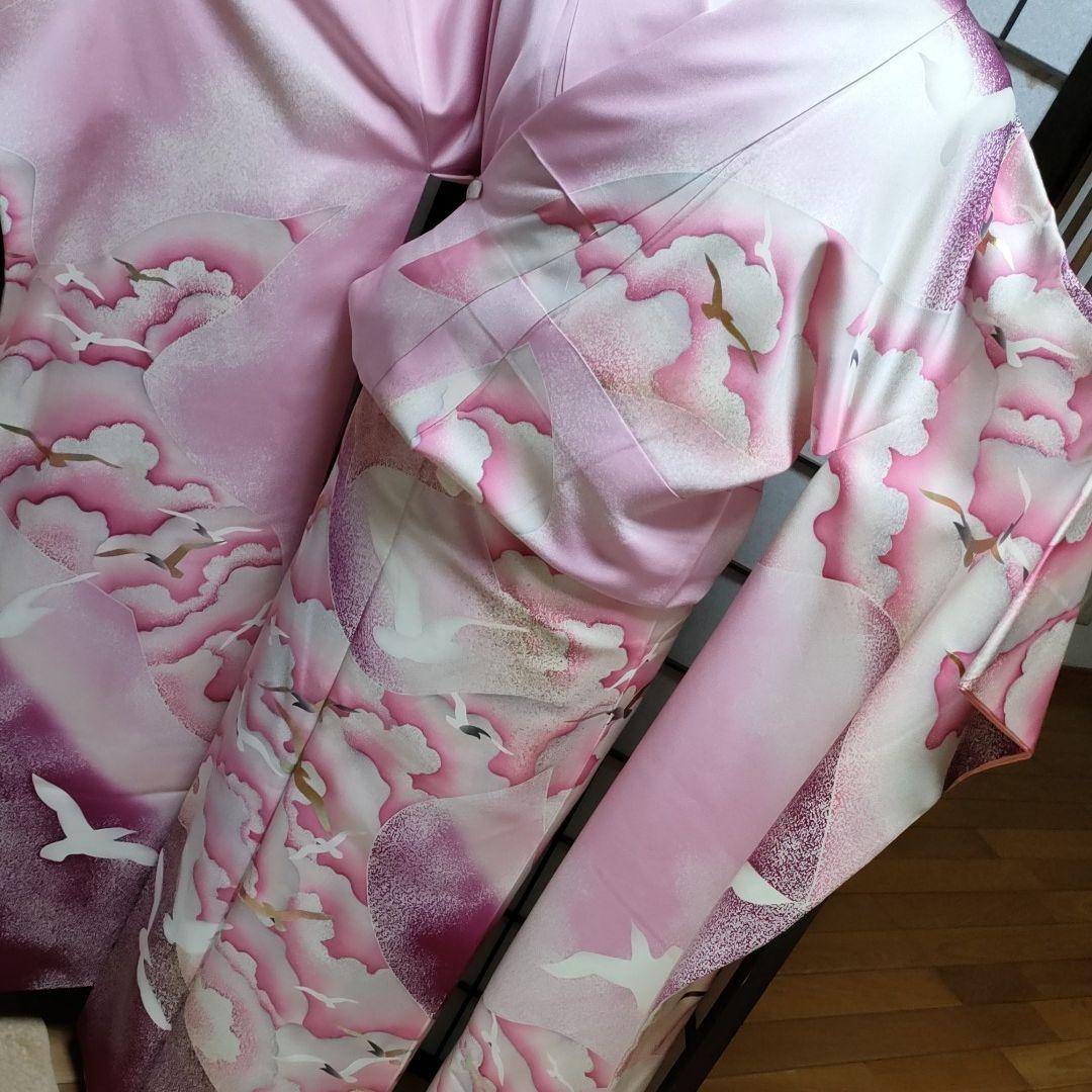 身丈165 作家物落款入りお振り袖　正絹ふ4