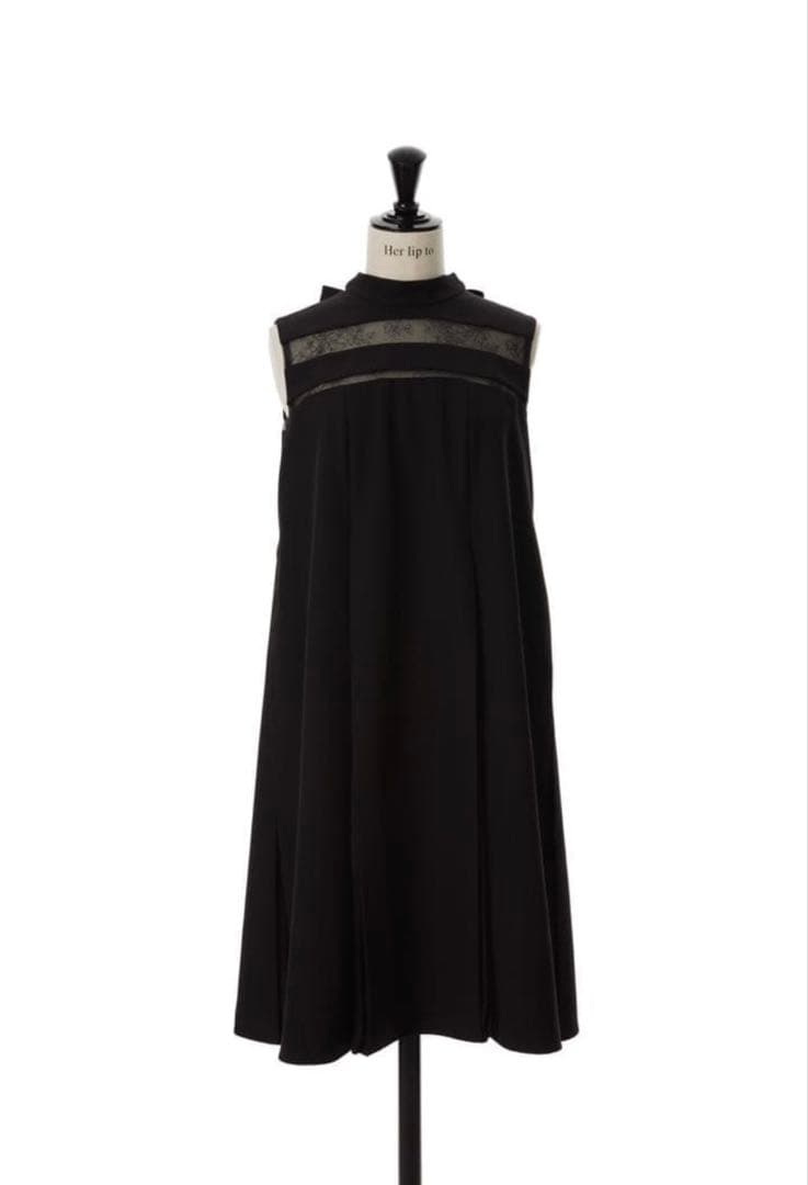 ワンピース herlipto lace trimmed bowtie dress Black