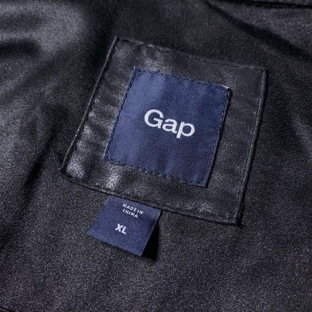 OLD GAP 短丈 フェイクレザー ハリントンジャケット スイングトップ 黒