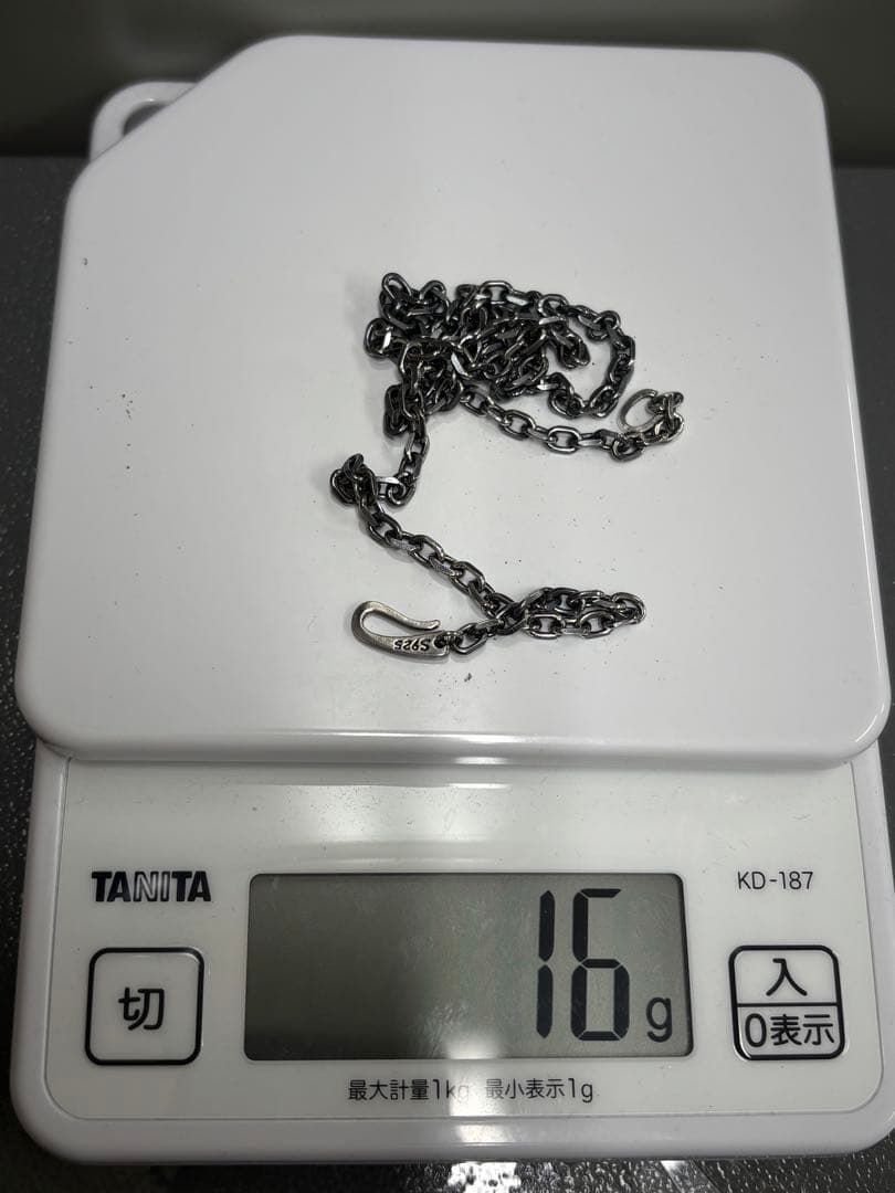 【美品】 あずきチェーン ネックレス シルバー925 燻し 4mm 50cm