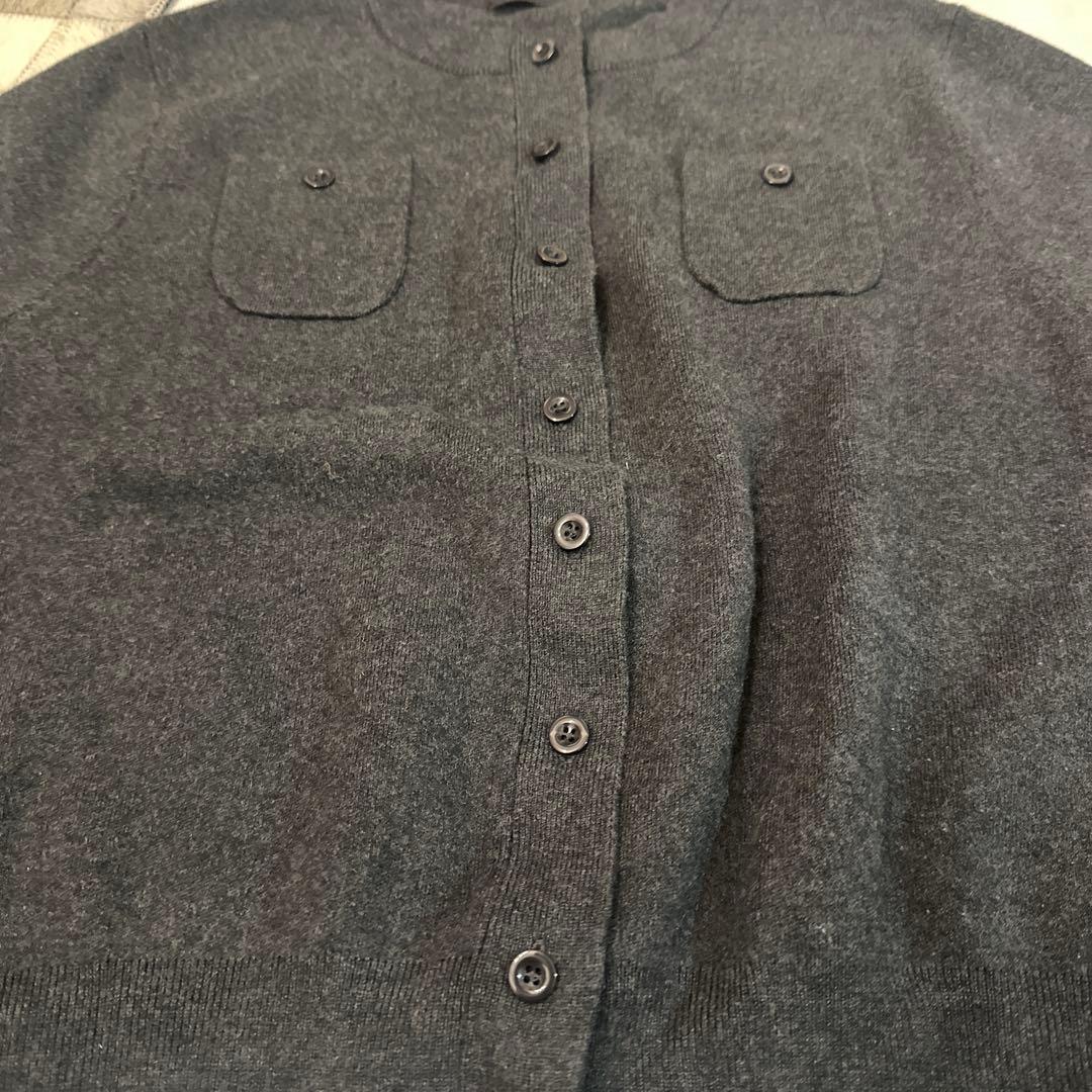 CABaN コットンカシミヤクルーネックカーディガン チャコールグレー XS