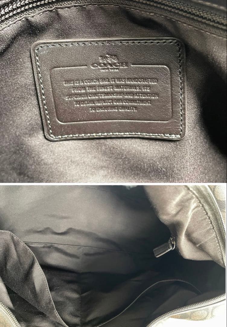 美品 COACH コーチ ボストンバッグ シグネチャー レザー ショルダー付き