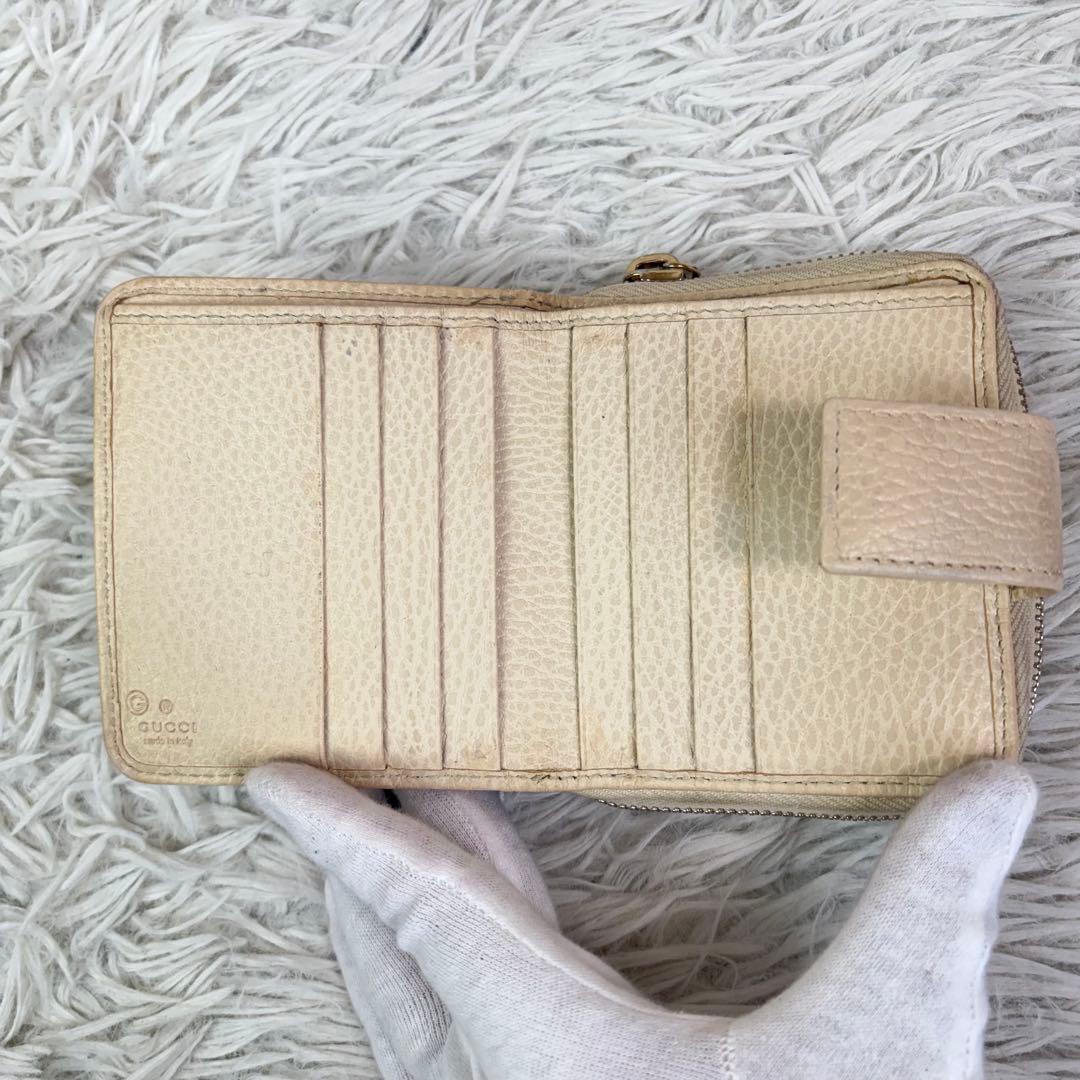 美品✨GUCCI 二つ折り財布　コンパクトジップ　GGキャンバス　ホワイト