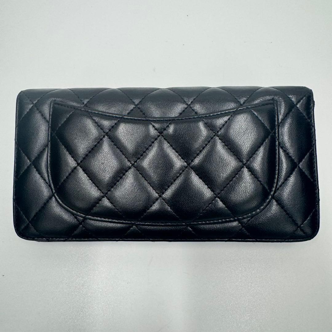 CHANEL シャネル マトラッセ ラムレザー 2つ折り 長財布 ブラック