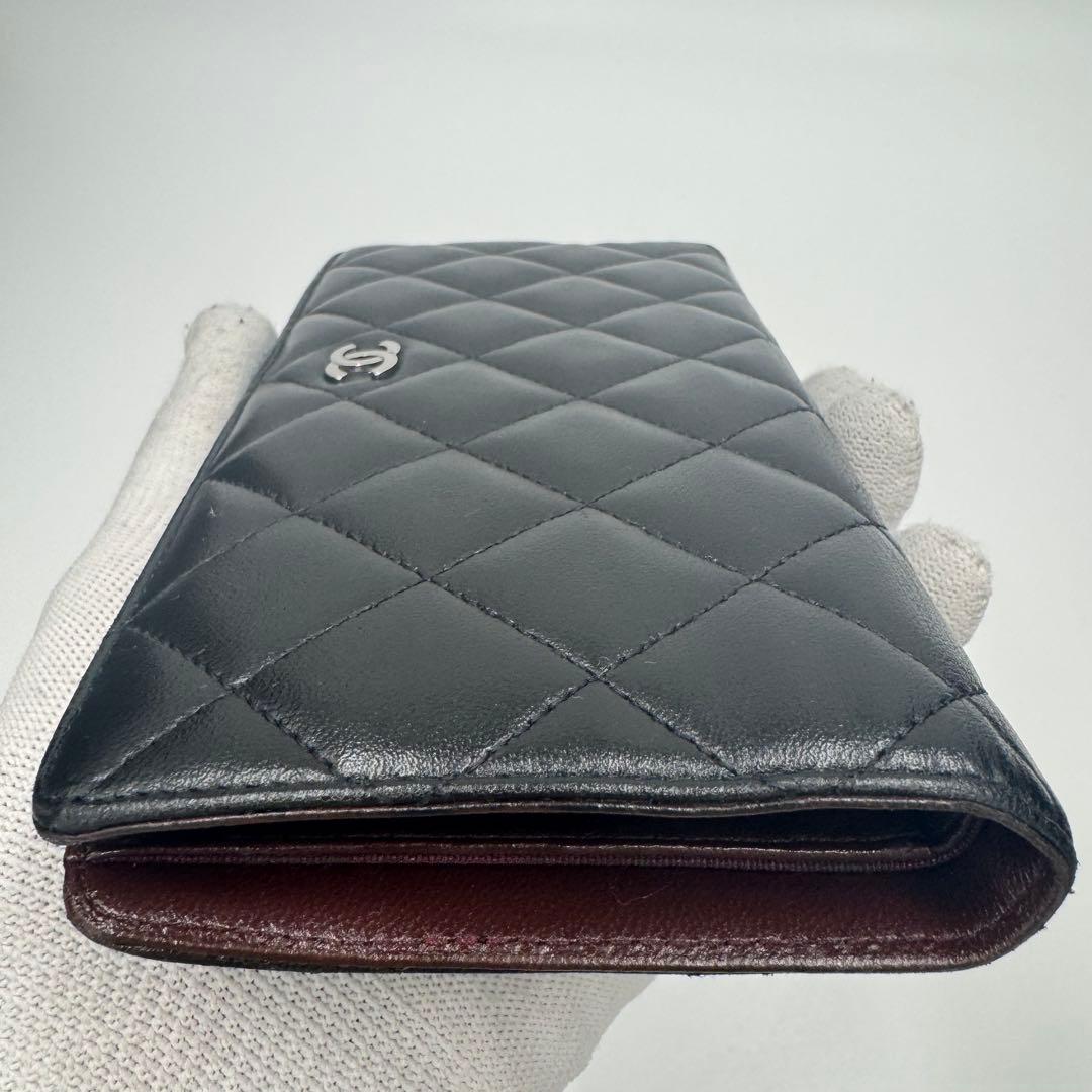 CHANEL シャネル マトラッセ ラムレザー 2つ折り 長財布 ブラック