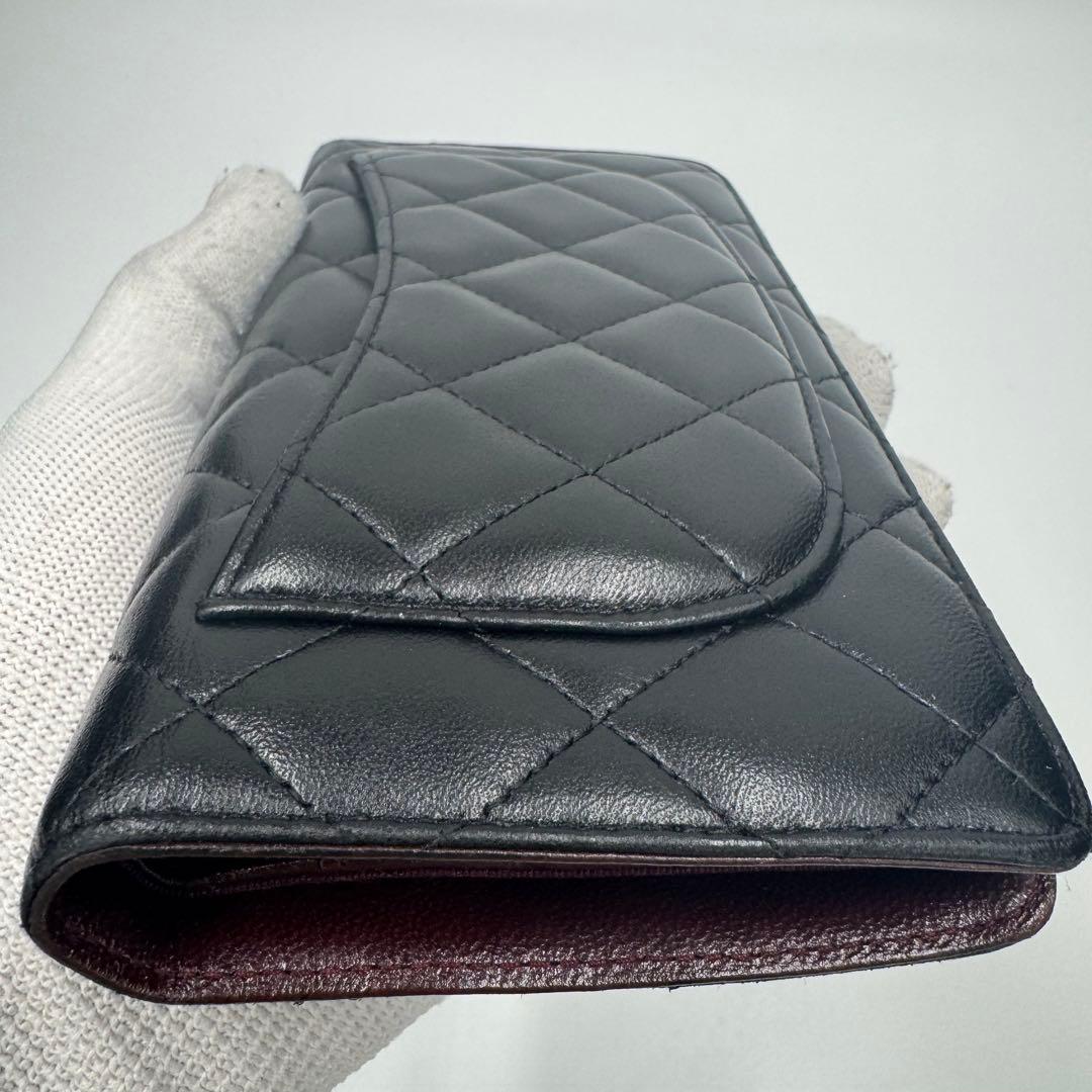 CHANEL シャネル マトラッセ ラムレザー 2つ折り 長財布 ブラック