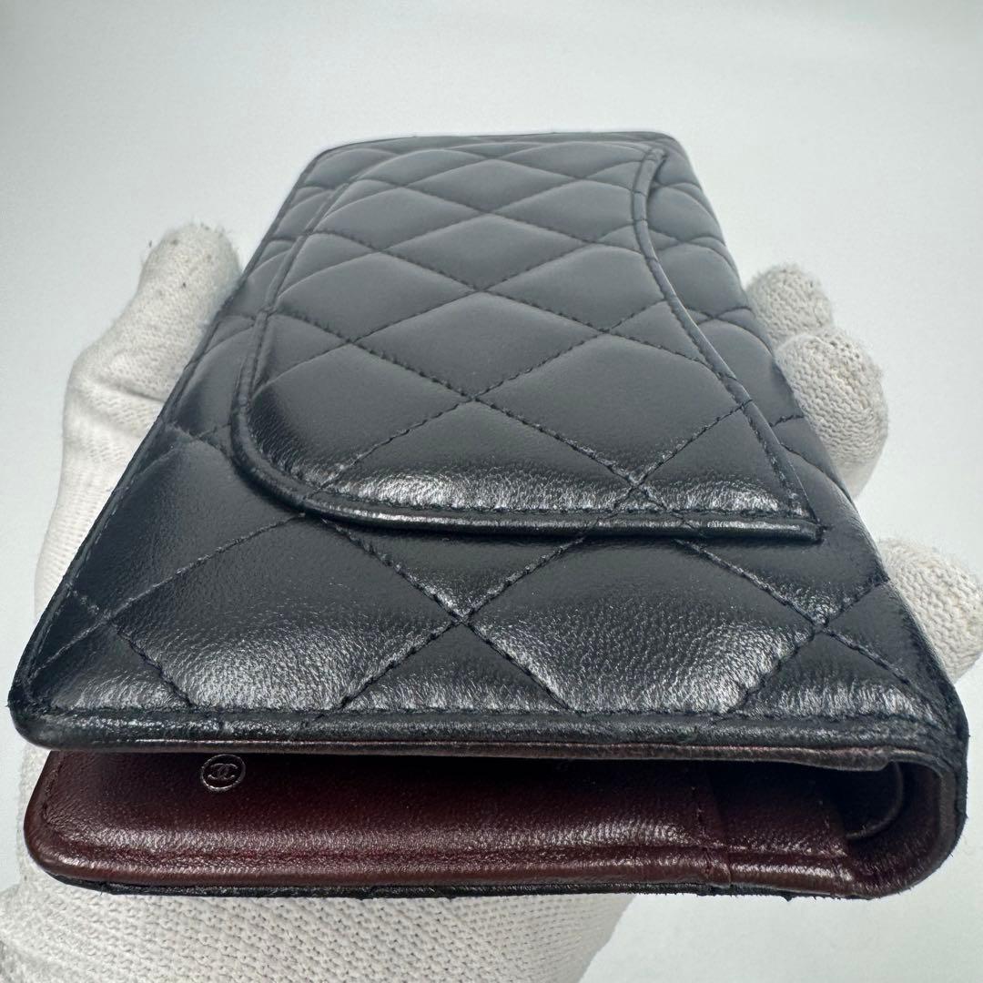 CHANEL シャネル マトラッセ ラムレザー 2つ折り 長財布 ブラック