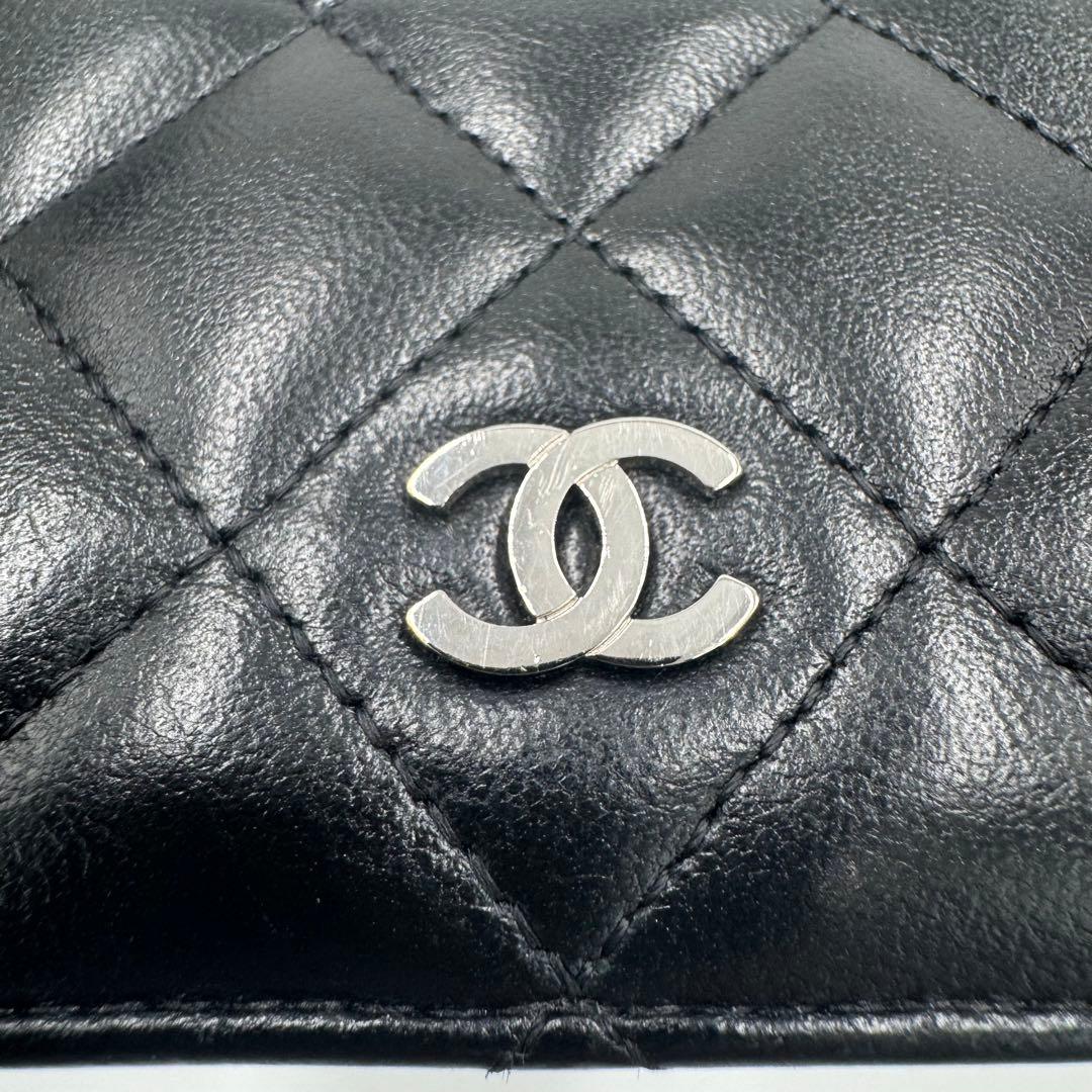 CHANEL シャネル マトラッセ ラムレザー 2つ折り 長財布 ブラック